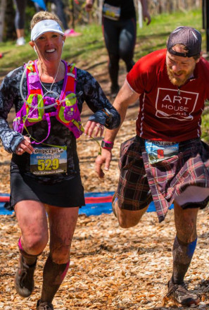 Friendly Competition at the Finish with the Mayor of Grand Marais - Photo Credit Mike Wheeler