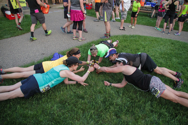 Post Run Ab Work and Rehydration - Photo Credit Pat Lehnherr