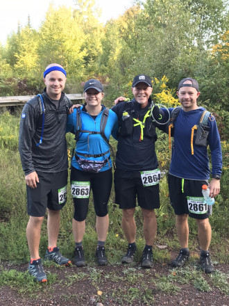 The Myhro Family at the Start of the Moose Mountain Marathon - Photo Credit Myhro Family