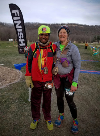 2016 Last Two Finishers 100 Miler Sreedharan Surendran and 50 Miler Sally Hulbert - Photo Credit John Storkamp