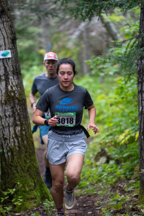 2025 Moose Mountain Marathon Winner Gabby V in the Early Miles - Photo Credit Tryg Solberg