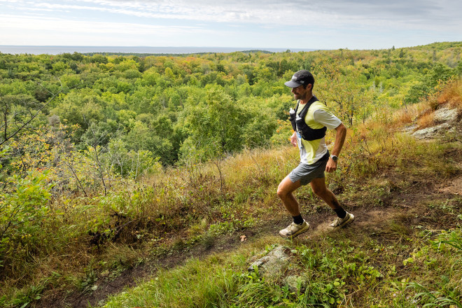 2025 Superior 50 Mile Winner Tyler Morey Clocking Fast Miles SFTR 2025 - Photo Credit Scott Rokis