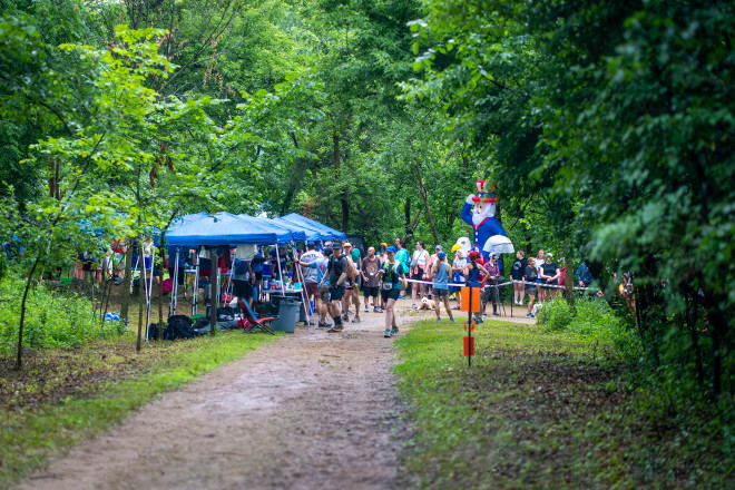 America Aid Station Festive on a Rainy Day - Photo Credit Jamison Swift