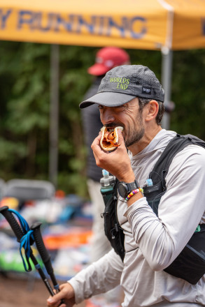 Breakfast of Champions at Temperance River Aid Station SFTR 2025 - Photo Credit Tryg Solberg