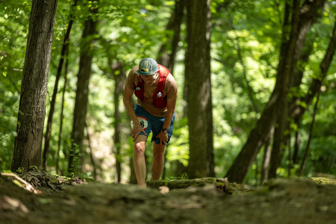 Hands on Knees on Meatgrinder Hill - Photo Credit Cary Johnson