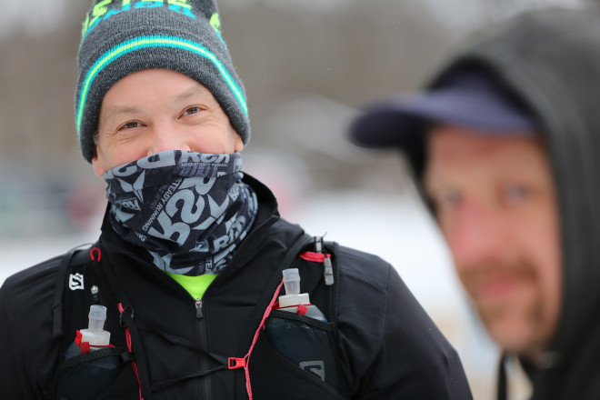 Keeping Warm at the Start - Photo Credit Cary Johnson