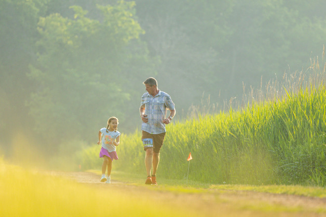 Running with Grandpa at the 2025 ESTRS French 5K - Photo Credit Scott Rokis