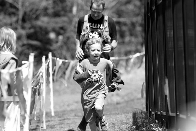 Steve Smillie Finishes with His Son - Photo Credit Arielle Anderson