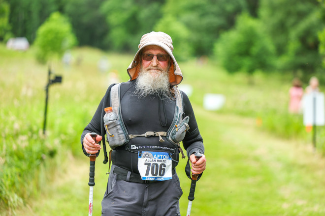 Uncle Al Finishing the 25K in 2025 - Photo Credit Scott Rokis