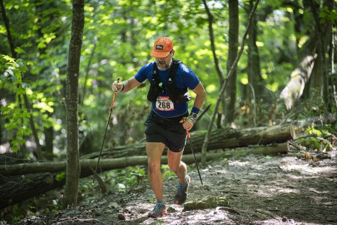 Using the Poles on the Uphill - Photo Credit Bill Kelley